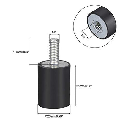 uxcell M6 Male Female Rubber Mounts,Vibration Isolators,Shock Absorber 20mm x 25mm 8pcs - size: M6x20mmx25mm