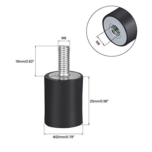 uxcell M6 Male Female Rubber Mounts,Vibration Isolators,Shock Absorber 20mm x 25mm 8pcs - size: M6x20mmx25mm