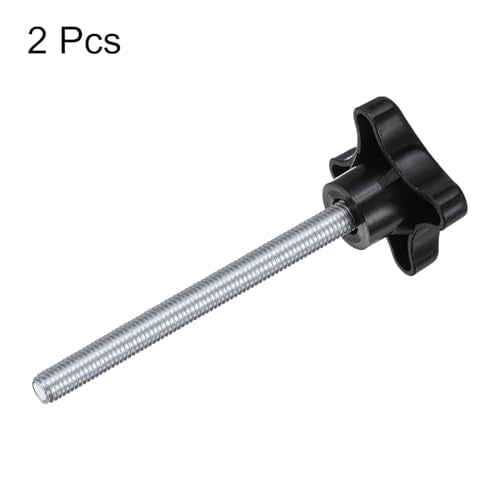 HARFINGTON 2pcs Star Knobs M10 x 100mm Male Thread Plastic 4-Star Stud Knob Hand Tightening Clamping Screw Replacement Threaded Handle, Black - size: M10 x 100mm