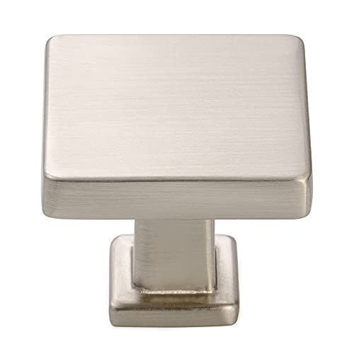 KOOFIZO 10 Pack Brushed Nickel Cabinet Knobs, Square Single Hole Pulls K08 - color: Brushed Nickel, size: Knob 1 - 10Pcs, style: Modern