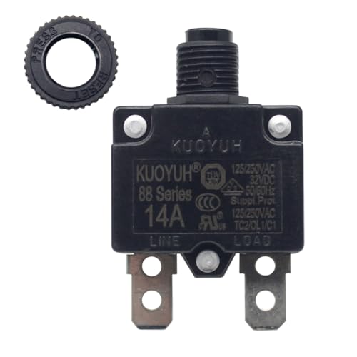 1pc KUOYUH 88 Series 125/250VAC 32VDC 50/60Hz Thermal Overload Circuit Breaker 3-30A (14A) - style: 14A