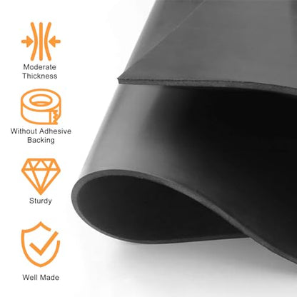 Neoprene Rubber Sheet, Solid Rubber Seal Strips for DIY Gasket Materials, Oil-Resistance, Sound Reduce and Anti-Slip for Flooring, Pads, Bumpers, Supports (12In x 1/16In x 10Ft) - size: 12In x 1/16In x 10Ft, style: No Backing Adhesive
