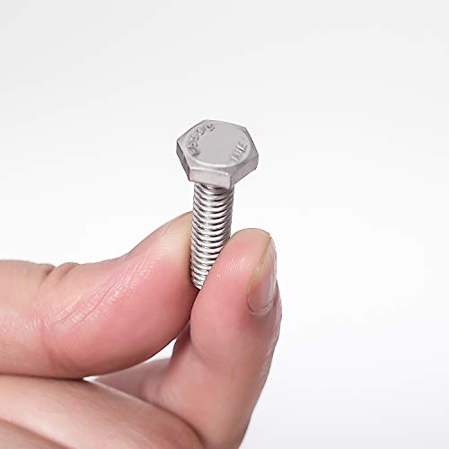 KINJOEK 100 Pieces 1/4-20 x 1-1/2 Inch Stainless Steel Hex Bolts, Hex Head Cap Screw Bolts, 18-8 304 S/S Fully Threaded Hexagon Bolts Fastener - size: 1/4-20 x 1-1/2 Inch