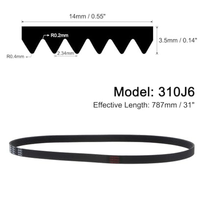 uxcell 310J6 PJ V-Ribbed Belt 6 Ribs 31" L x 0.55" W, EPDM Poly V Belt - size: 310J6