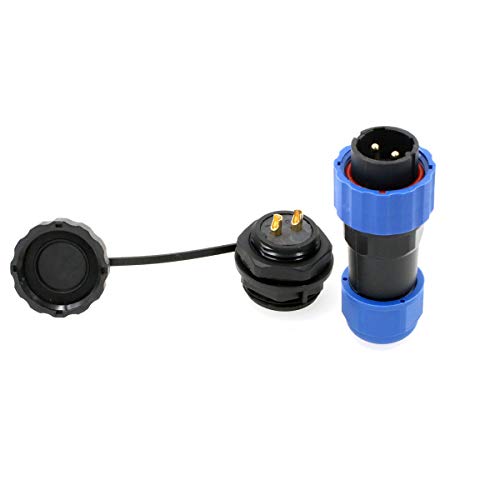 SD20 Waterproof Aviation Circular Plastic Connector for Outdoor Power System LED Lighting (2 pin, Male Plug and Female Panel Socket) - color: Male Plug and Female Panel Socket, size: 2 pin
