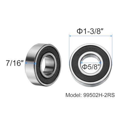 uxcell 4pcs 99502H-2RS Deep Groove Ball Bearings 5/8 x 1-3/8 x 7/16 Inch Chrome Steel Bearing Double Sealed ABEC3 ZV2 Bearings