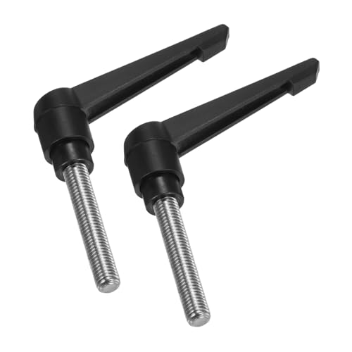 uxcell 2pcs Clamping Lever Handles, M10 x 45mm 304 Stainless Steel Threaded Male Stud, Adjustable Handles Locking Quick Release Ratchet Push Button Bolt Knobs, Black - size: M10 x 45mm