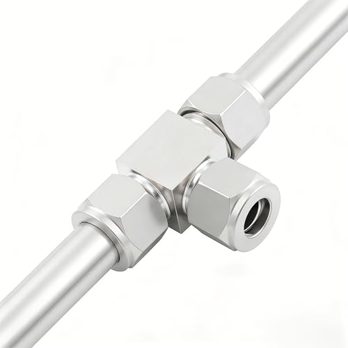 304 Stainless Steel Compression Tee Tube Fitting 1/2" OD x 1/2" OD x 1/2" OD, 3 Ways Adapter, 2pcs - size: 1/2" OD
