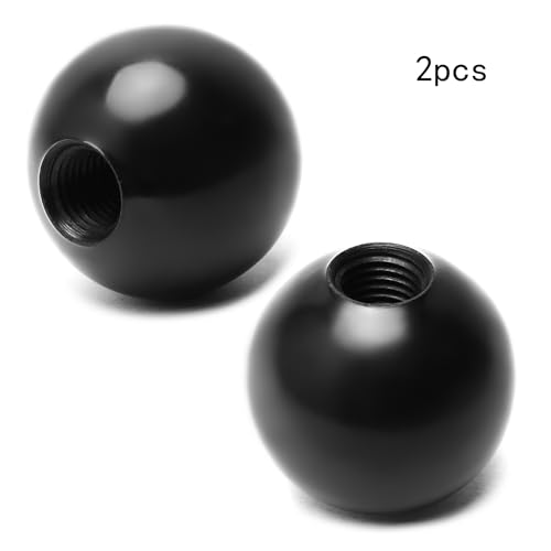 2Pcs 2" Threaded Ball Knobs, M16 Female Thread Machine Handle Black