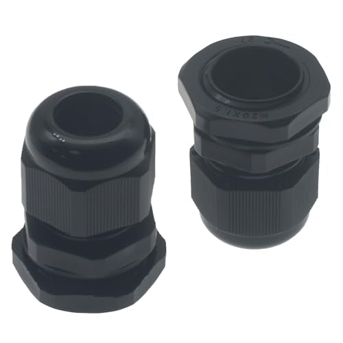 10 Pcs Black M20x1.5 Waterproof Cable Glands Joints Adjustable 6-12mm Cable Connectors Compression Cable Glands with Locknuts (IP68) - color: Black