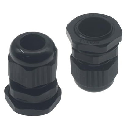 10 Pcs Black M20x1.5 Waterproof Cable Glands Joints Adjustable 6-12mm Cable Connectors Compression Cable Glands with Locknuts (IP68) - color: Black