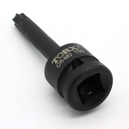 TEMO T50 3" Torx Star 6 Point Black Impact Bit Socket 1/2" Square Drive - size: T50
