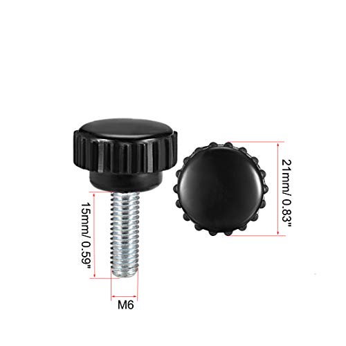 uxcell M6 x 15mm Metric Male Thread Knurled Clamping Knobs Grip Thumb Screw on Type Plastic Threaded Hand Bolt Knobs Black 12 Pcs - size: M6 x 15