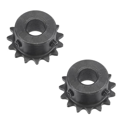 C45 Carbon Steel 15 Tooth Roller Sprocket Type B with Fixing Screw Number 25 Chain Single Strand 1/4 Inch Pitch Black Oxide Coating Suitable for Milling/Drilling Machines
