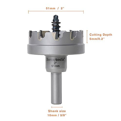 TCT Hole Cutter 2" Carbide Tipped Heavy Duty SS Iron Steel - size: 51mm | 2", style: Single Pack