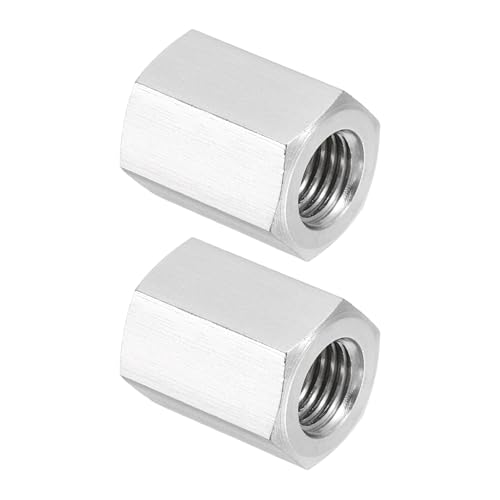 PATIKIL M10x1.25 Pitch 304 Stainless Steel Hex Coupling Nuts, 2 Pcs 20mm / 0.79" Length Fully Threaded Rod Coupling Nut Studding Connector Fasteners, Silver Tone - size: M10-1.25 x 20mm