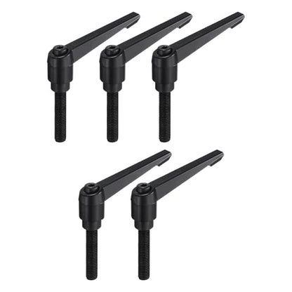 uxcell 5pcs Adjustable Clamping Lever Handle M10 x 50mm Metric Black Oxide Carbon Steel Male Threaded Stud Hand Knobs Ratchet Rotating Screw Handles Bolts with Locking Lever Black - size: M10 x 50mm