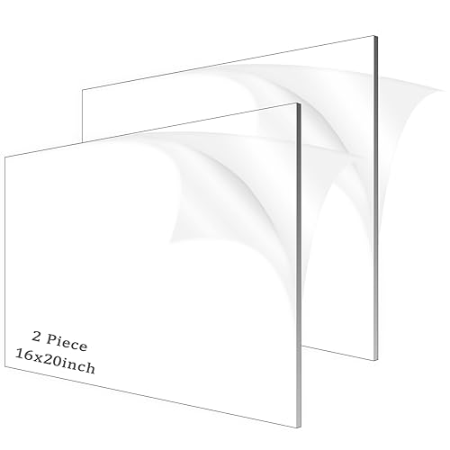 2 Pieces 1/8" Thick (3mm) Acrylic Sheets, Plexiglass Sheets, Clear Cast Plexiglass 16” x 20” with Protective Paper for Signs DIY Display Projects,Craft,Photo Frames - size: 2 piece 16'' * 20'' 3mm