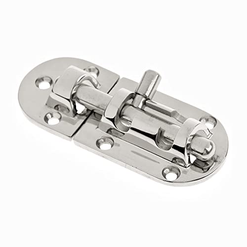 1/2Pack Stainless Steel 316 Door Window Lock Latch ，Marine Barrel Bolt Clasp Sliding Hasp Locks Push Pull Toggle Buckle W/Rubber gaskets (2Pack, Length: 90mm 3.54inch) - color: Silver, size: Length: 60mm/ 2.36inch