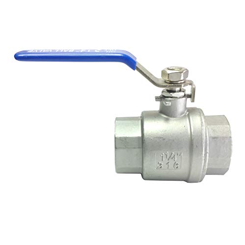 2PCS 1-1/4" Full Port Ball Valves 316 Stainless Steel NPT Female Thread Ball Valve for Water, Oil, and Gas - size: 2-pack x 1-1/4 Inch