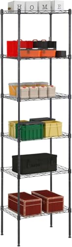 Meet perfect 5-Tier Wire Shelving Unit, 750lb, 16.7x11.8x47.6, Black - color: Black, size: 5-Tier, 47.6"H x 11.8""W x 16.7"D