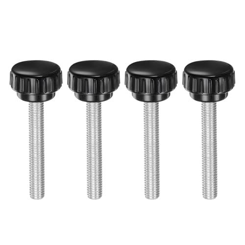 uxcell 4pcs Knurled Clamping Knobs M8 x 55mm Metric Zinc Plated Carbon Steel Male Thread Thumb Screw on Type 30mm Plastic Round Head Threaded Hand Bolt Stud Knobs Black - size: M8 x 55mm x 30mm