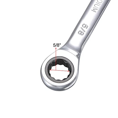 uxcell 5/8 Inch Ratcheting Combination Wrench SAE 72 Teeth 12 Point Ratchet Box Ended Spanner Tools, Cr-V - size: 5/8"