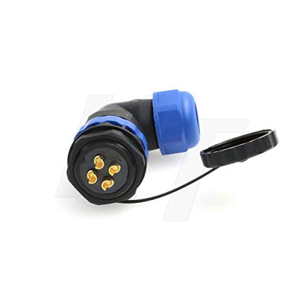HangTon HE29 4 Pin Right Angle Connector AC 380V/45A Plastic Waterproof Circular Outdoor Industrial Power Plug Socket - size: 4 pin