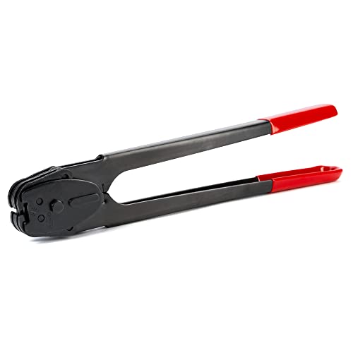 IDL Packaging C-3123 Double-Notched Front-Action Sealer/Crimper for 3/8" Steel Strapping – Durable Tool with Long Handle – Good for Horizontal and Vertical Operation – Heat-Treated Wearing Steel Parts - size: for 3/8" steel strapping