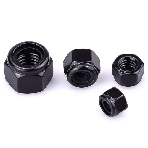 EASTLO #10-32 Lock Nuts Black, Nylon Insert Locknuts 304 Stainless Steel A2-70 Grade, Self Clinching Nuts, Coarse Thread, 100 PCS - size: #10-32
