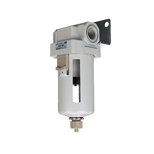 PneumaticPlus SAF400-N04B Compressed Air Particulate Filter 1/2" NPT - style: Poly Bowl - Manual Drain