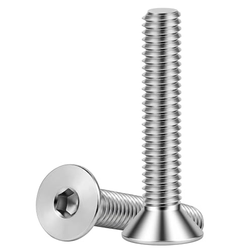 5/16-18 x 1-1/2" Flat Head Socket Cap Screws Countersunk Bolts, Allen Socket Drive, Stainless Steel 18-8, Full Thread, Bright Finish, 50 PCS - color: Silver, size: 5/16-18 x 1-1/2"