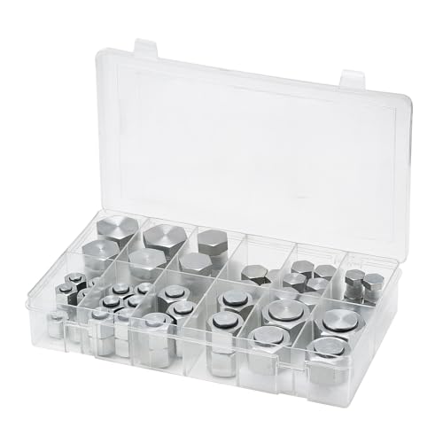 VEVOR 72 PCS ORFS Hydraulic Fittings, O Ring Face Seal Fitting Kit, Hydraulic Hose Tube and Pipe Fittings, Cap and Plug Set for Hydraulics, O Ring Assortment Kit Precision Thread, Sizes 4 6 8 10 12 16