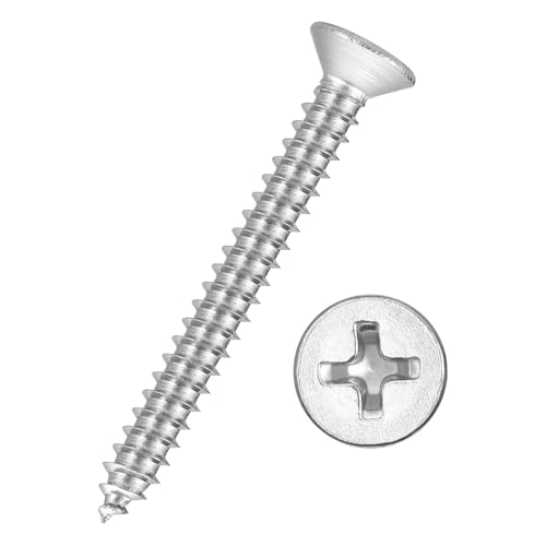 50pcs Phillips Wood Screws #8x1-1/2 304 Stainless Steel Silver - color: Silver, size: #8x1-1/2"