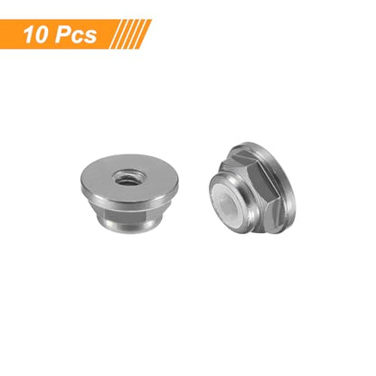 uxcell Nylon Insert Hex Lock Nuts, 10pcs - M2 x 0.4mm Aluminum Alloy Self-Locking Nut, Anodizing Flange Lock Nut for Fasteners(Titanium Gray) - size: M2 x 0.4mm
