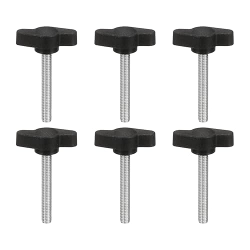 PATIKIL M5 x 35mm Tee Wing Thumb Screws, 6Pcs Carbon Steel Mechanical Handle Bolt Thumb Screws for Remove Replace Hand Clamping Tightening Knobs Power Supply, Black - size: M5 x 35mm
