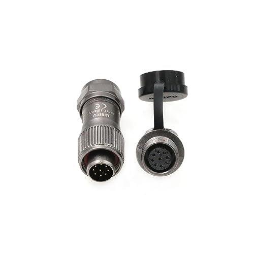 SZRMCC Weipu ST12 Waterproof Cable Connector 9Pin IP67 Metal Threaded Circular Aviation Power Connector Solder Electrical Wire Plug Socket 12mm (9 Pin 3A) - size: 9 Pin 3A