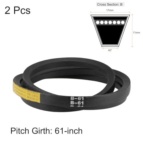 uxcell B61 V-Belts 61" Pitch Length, B-Section Rubber Drive Belt 2pcs - size: 61"