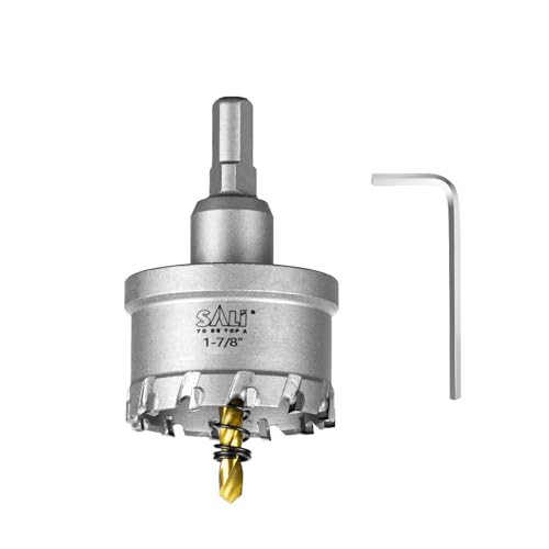 SALI 1-7/8" (48mm) TCT Hole Saw Kit Tungsten Carbide Tipped Hole Saw Drill Bit with Titanium-Plated Pilot Drill bit for Metal, Stainless Steel, Iron, Wood, Plastic - size: 1-7/8"