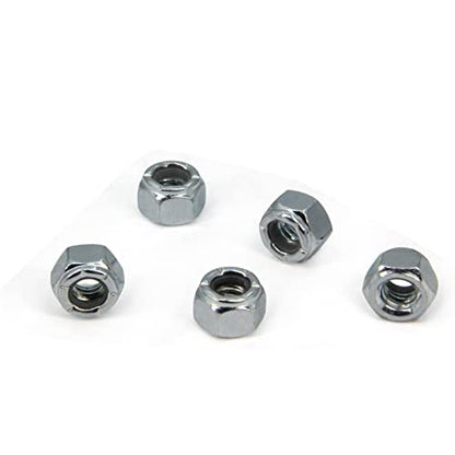 1/4"-20 Nylon Insert Hex Lock Nuts,Carbon Steel White Zinc Plated, Hex Lock Nut Silver Self-Locking Nylock Locknuts,100pcs/pack (1/4"-20-100pcs) - size: 1/4"-20-100pcs