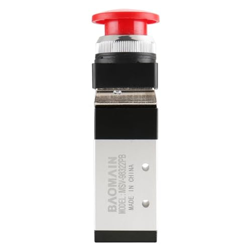 Baomain Pneumatic Mechanical Valve MSV-98322PB 1/4"PT 2 Position 3 Way Momentary Mushroom Button Red - size: Red Mushroom(3-Way)