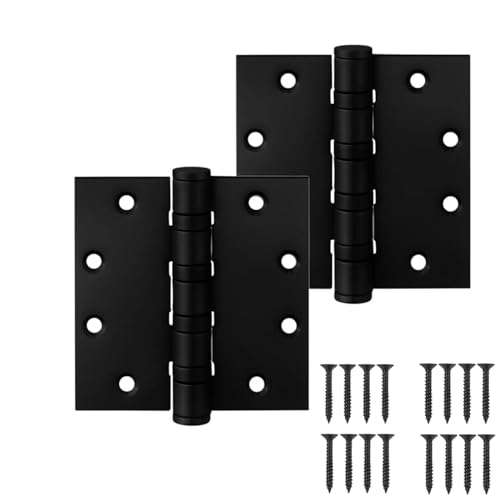 4" Matte Black Heavy Duty Stainless Door Hinges, 2 Pack - color: Matte Black