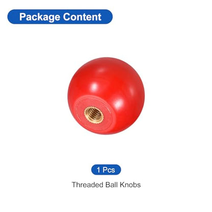 uxcell Threaded Ball Knobs, M5 Female Thread Thermoset Ball Knob 25mm Dia Round Operation Ball Handles with Copper Insert for Machine Lever Handle, Red - color: Red, size: M5x25mm