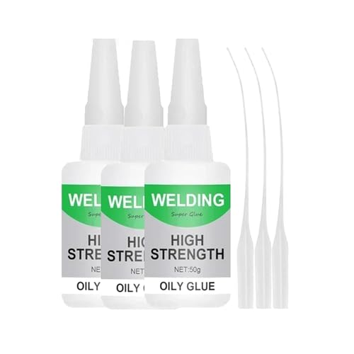 Jue-Fish Multifunctional Glue, Welding High-Strength Oily Glue, Universal Super Glue Gel, Instant Bonding, Strong Adhesion, Repairs Last Long Time for Metal, Wood, Ceramics,Leather, Glass(50g/3PCS) - color: clear3PC