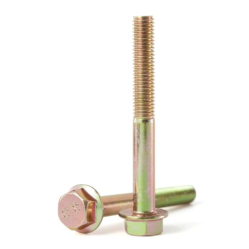 M12 x 80mm 4pcs Flanged Hex Head Bolts, M12 x 1.75 Bolts, Flange Hexagon Head Screws, 8.8 Grade Alloy Steel, Yellow Zinc Plated, Metric Half Thread - size: M12 x 80mm(4PCS)