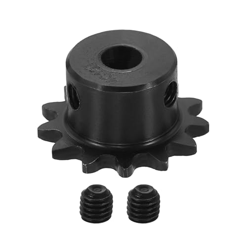 uxcell #25 Chain Roller Sprocket 6.35mm Bore 29.5mm OD, 13 Tooth C45 Carbon Steel ANSI #25 Roller Sprocket Round Hole with Set Screws for ISO 04C Chain, Black - size: 6.35mm Bore 29.5mm OD, 13 Tooth