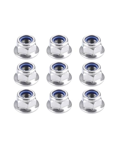 IMScrews M8-1.25 Flange Nuts, 304 Stainless Steel Hex Lock Nuts with Integrated Washer Base, Blue Nylon Insert Anti-Loosening, Corrosion Resistant Hardware, Pack of 25 - size: M8-1.25