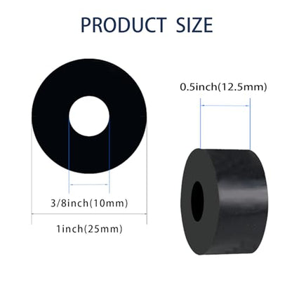 8Pcs Rubber Spacers, 1'' OD x 3/8'' ID x 0.5'' Thickness Black Round - size: 1'' OD x 3/8'' ID x 0.5'' Thickness