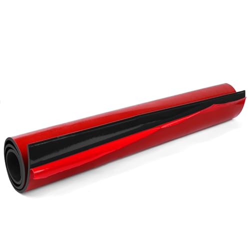 HooTown Adhesive Solid Rubber Strips, Self Neoprene Rubber Sheets Rolls Red - color: 1/8" Thick Adhesive, size: 20” W x 48" L