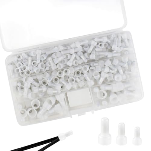 250 Pcs Closed End Wire Crimp Connectors and Terminals Kit - 22-18 18-14 12-10 AWG Gauge Nylon Core Insulated Cap Connector Terminal (White)